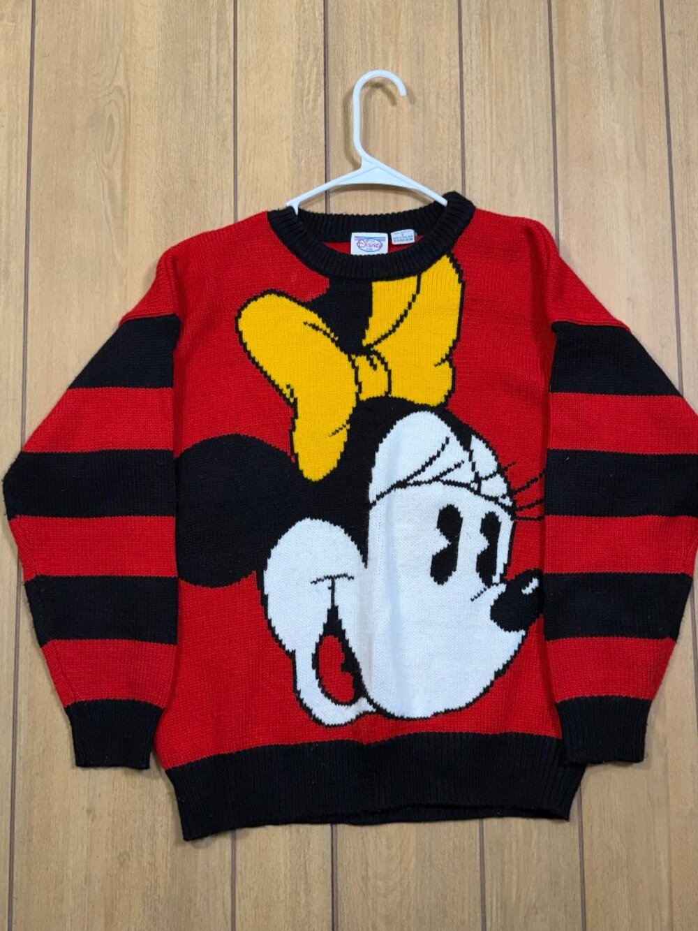 Vintage 90s Disney Store Minnie Mouse Big Face Knit Sweater Oversized S